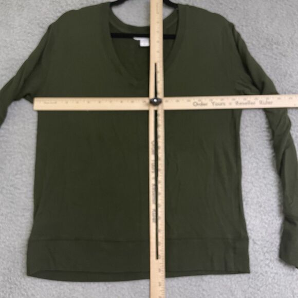 Athleta Sunrise V-Neck Sweatshirt Womens Small Green Pullover Thumbholes Soft - Picture 7 of 9